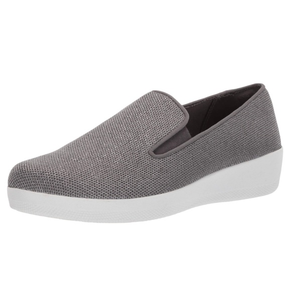 EUC FitFlop Superskate Uberknit Loafers Silver Grey Size 10 - Picture 1 of 8